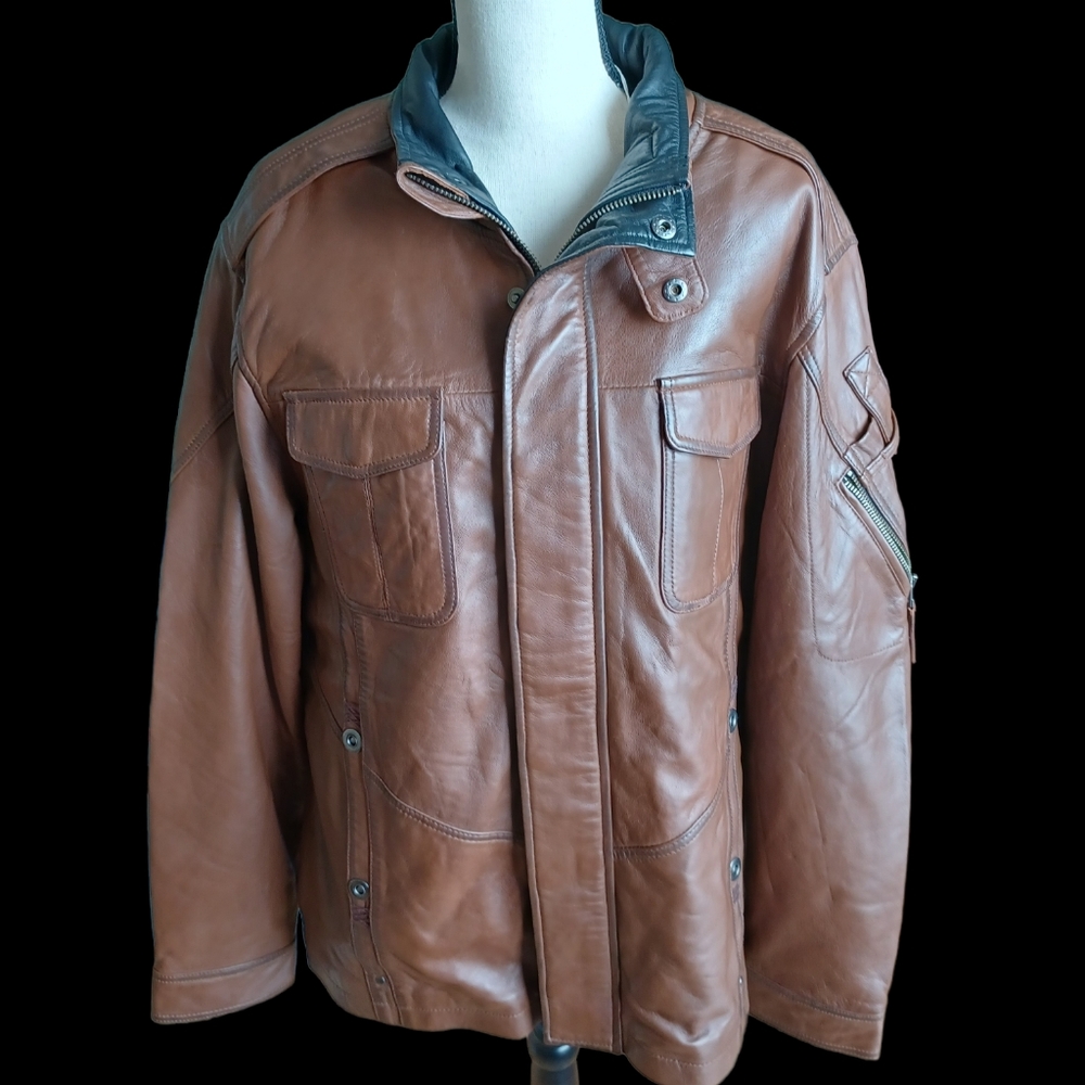Carbon 2 Cobalt XL Leather Jacket Wool lined